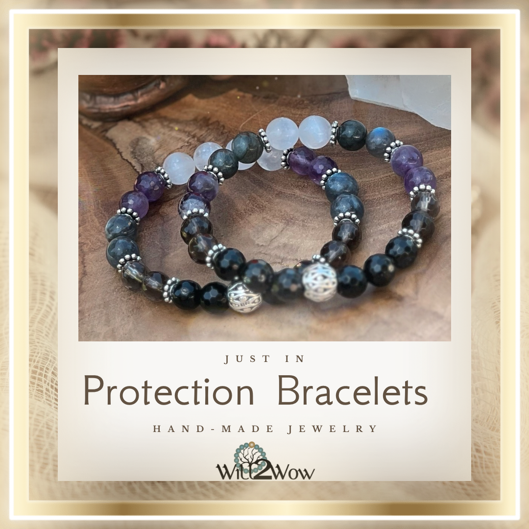 Protection Bracelet (Black Tourmaline, Smokey Quartz, Labradorite, Amethyst, and Selenite)